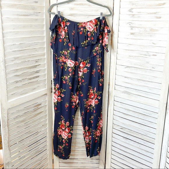POOF | Off Shoulder Floral Crop Jumpsuit - Picture 3 of 9